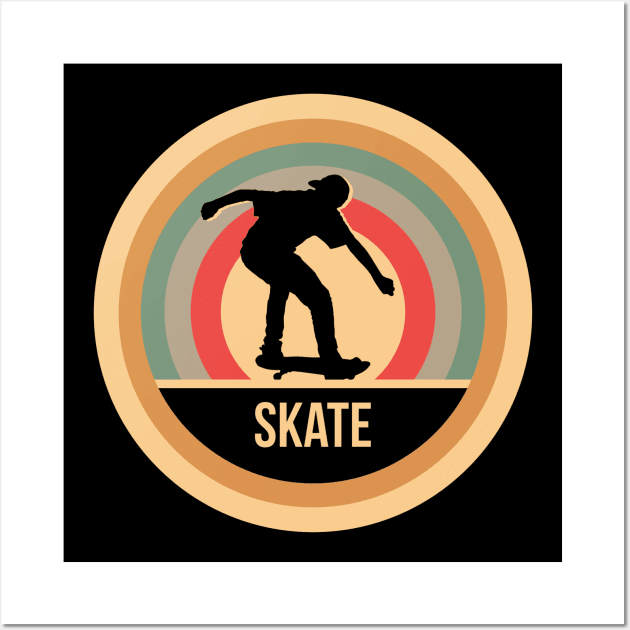 Retro Vintage Skating Gift For Skaters Wall Art by OceanRadar